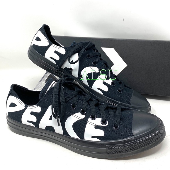 Converse Chuck Taylor Low Peace Print Black Womens - Picture 8 of 10